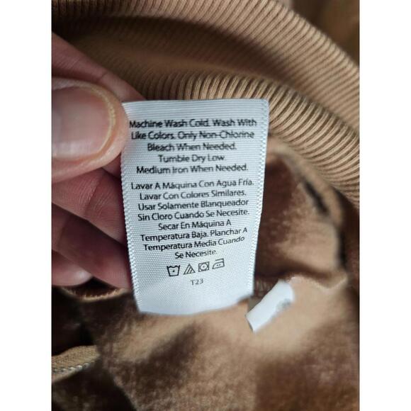 Womens Time And Tru Hooded Sweatshirt Full Zip Up Size Large 12-14 Beige Pockets - Picture 4 of 10